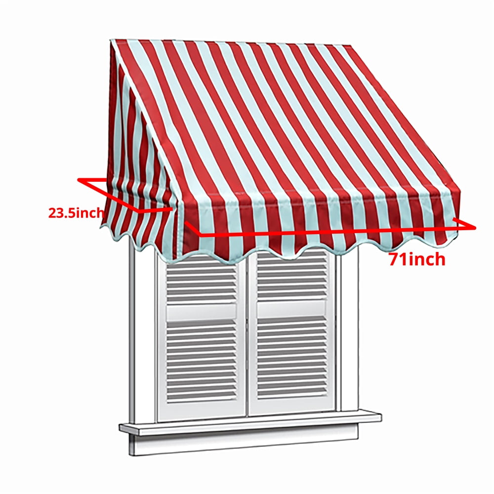 ALEKO Window Awning Door Canopy Decorator 6x2ft Shade Shelter Red White Stripes 