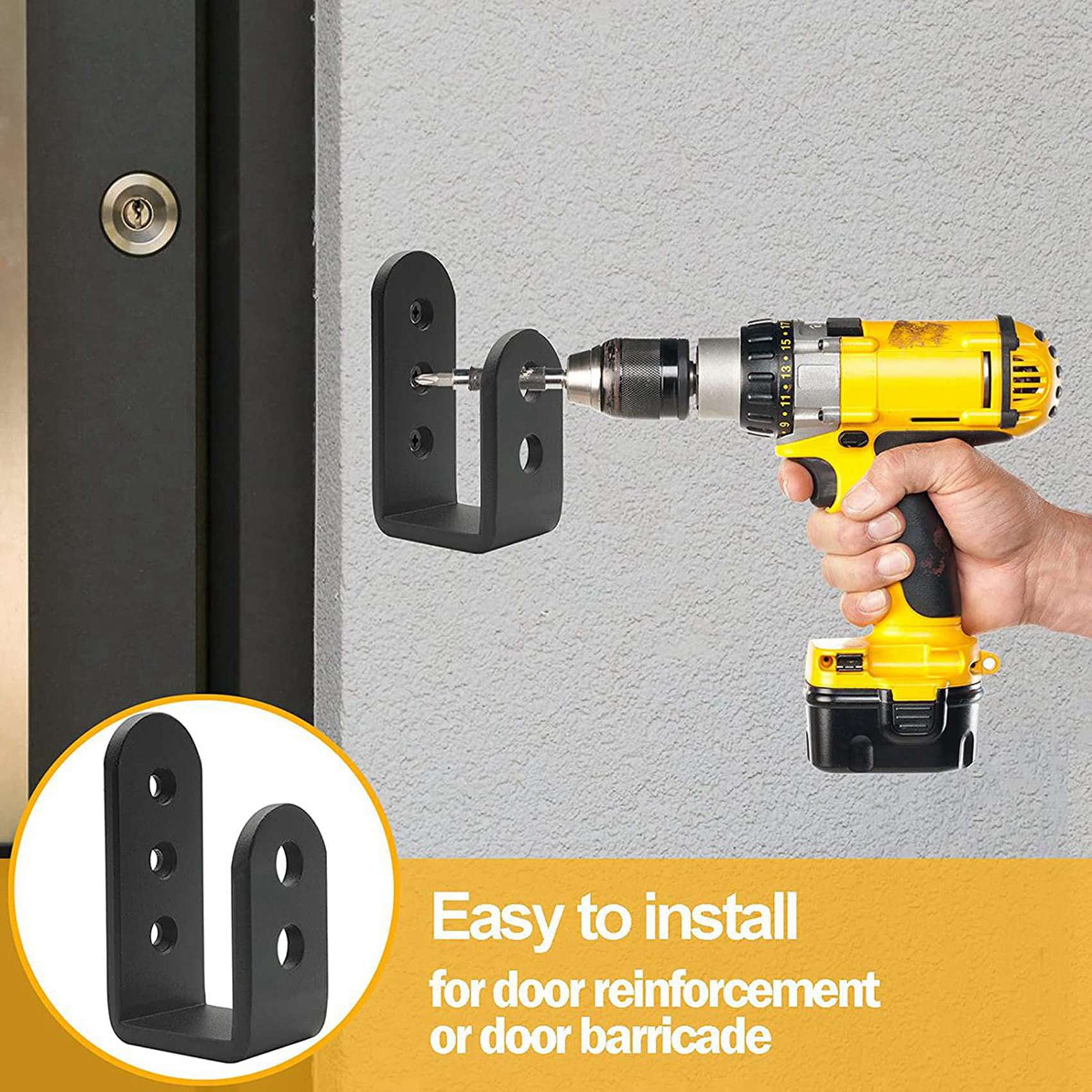 4 Pack Door Barricade U Brackets Open Bar Security Door Brackets for Home,Garage Door Reinforcement Fits 2X4 Boards