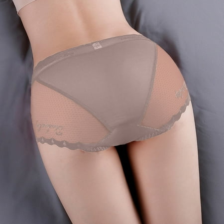 

Womens Briefs Underwear Women Summer Panties Lace Mesh High Waist Ultra Thin Belly Ice Silk Briefs Coffee L 3pcs