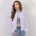 thumbnail image 4 of Resicozy Womens Striped Cardigans Lightweight Casual Button Up Sweaters Long Sleeve Loose Knit Cardigan Sweater Fall Spring Light Purple M, 4 of 5