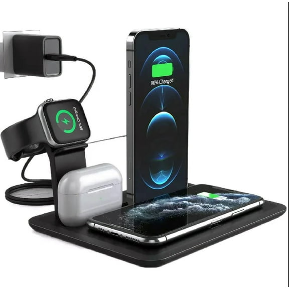 Wireless Charging Station 4 in 1 Charging Dock Stand for iWatch Airpods iPhone and Samsung mobiles