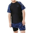 thumbnail image 2 of WOYY Boys 2-Piece Swimsuit Short Sleeve Rash Guard Shorts Quick Dry Bathing Suit, 2 of 4
