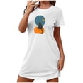thumbnail image 1 of Sakmal Robes de Nuit d'Halloween Moomoo pour Femmes Ultra Douces Blanches Grande Taille Pyjama Confortable Robe de Nuit Imprimé Chat Noir Courte Col Rond Manches Courtes Robes de Nuit P-2TG, 1 of 4
