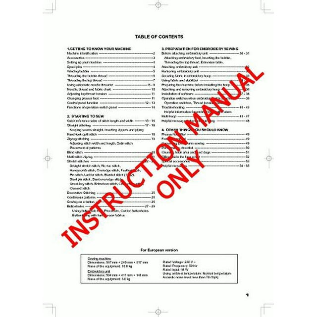 Singer 5FUTURAQUINTET Sewing Machine/Embroidery/Serger Owners Manual