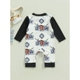 thumbnail image 4 of Genuiskids Western Newborn Baby Girl Boy Clothes Zip Jumpsuit Cow Print Romper Long Sleeve One Piece Bodysuit Fall Winter Infant Outfit 0-18M, 4 of 7