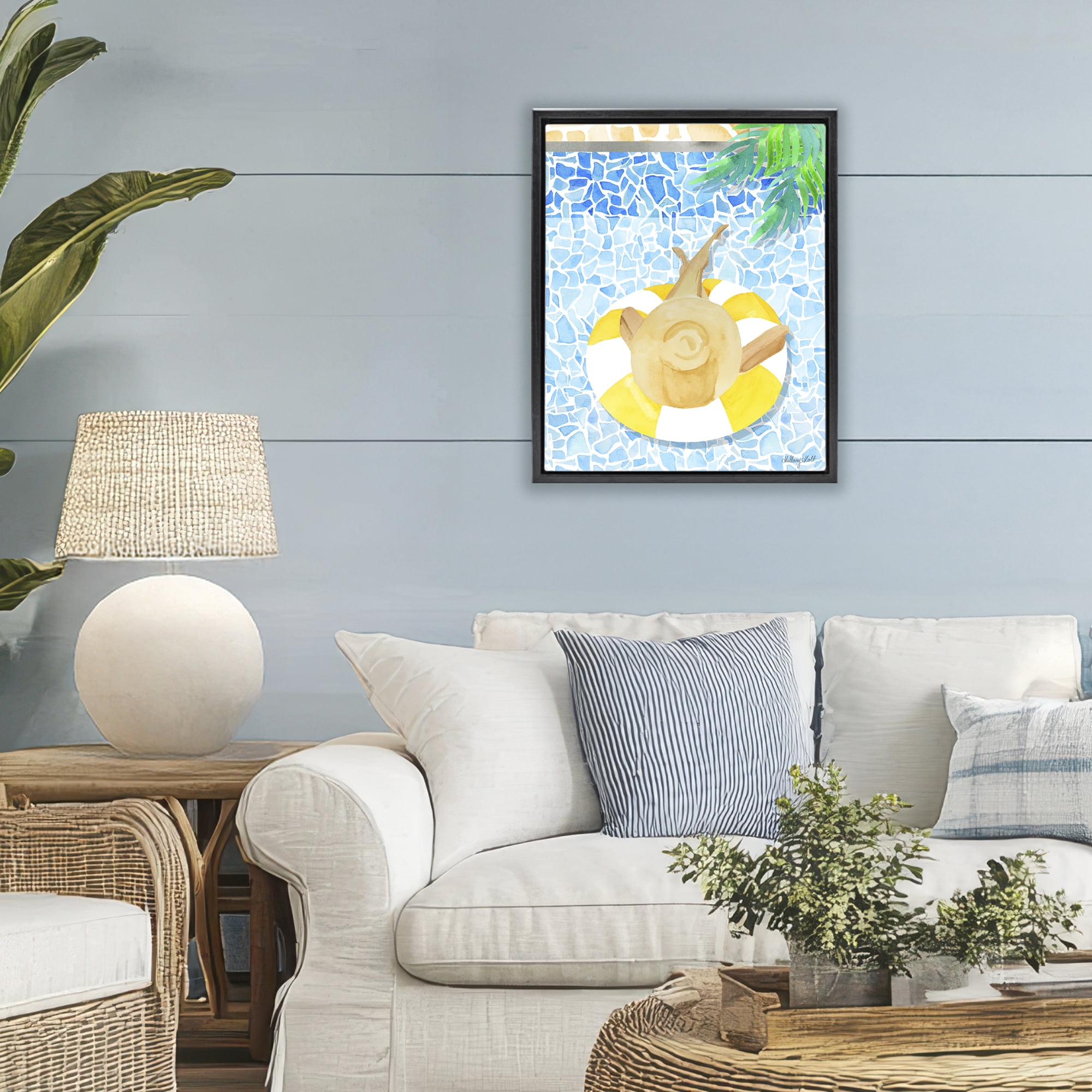 Stupell Industries Summer Poolside Drift Black Framed Floater Canvas Wall Art, design by Hillary Holt