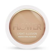 Flower Beauty Light Illusion Perfecting Powder - Pressed Powder Face Makeup, Buildable Medium Coverage with Blurring Pigments, Includes Mirror & Sponge (Tawny)