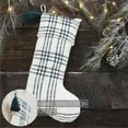 thumbnail image 2 of VHC Brands Pine Grove Plaid Christmas Stocking for Christmas Decorations with Hanging Loop Fireplace 12x20, Green White, 2 of 6
