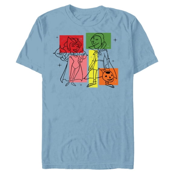 Marvel WandaVision Wanda & Vision 50s Standard - Short Sleeve Blended T-Shirt for Adults - Customized-Ocean Blue