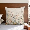 thumbnail image 4 of Pillow Covers 16x16 Inch, Vintage Botanical Linen Pillowcase with Invisible Zipper, Spring Floral Summer Botanical Rustic Decorative Throw Pillow Covers Cushion Case for Couch Sofa Bed Living Room, 4 of 9
