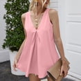 thumbnail image 4 of Puyaiuu Women Solid V Neck Front Twist Flowy A Line Sleeveless Tank Mini Dress With Pockets Pink XXXXL Gift, 4 of 7