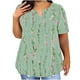 thumbnail image 1 of Camisetas Casuales de las Mujeres Largo Casual Impreso Cuello Redondo Suelto Top, Camiseta de Verano de Manga Corta, 1 of 5