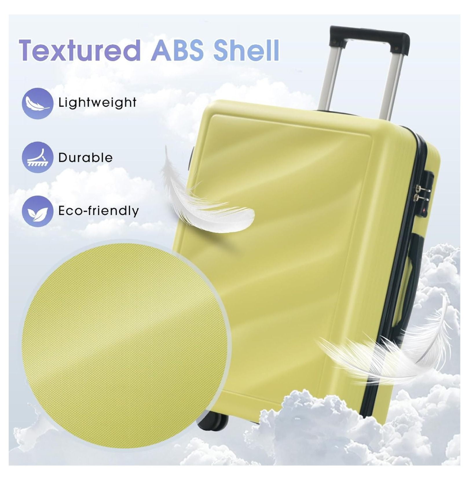 SONGMY Luggage Set 3 Piece, Lightweight Durable ABS Suitcases with Spinner Wheels and TSA Lock, Carry-on & Checked Travel Luggage