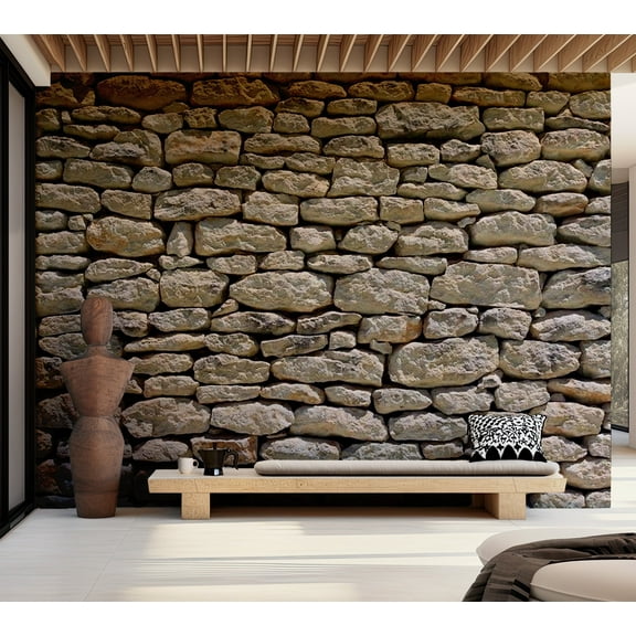 Tiptophomedecor Background & Patterns Wallpaper Wall Mural - Stacked Stones and Rocks Wall