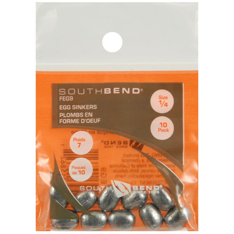 South Bend Egg Sinkers Fishing Weights Terminal Tackle, #9, 1/4 oz