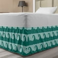 thumbnail image 1 of Nautical Bed Skirt, Cartoon Design Swirling Ocean Waves Flow in Pastel Colors Print, Elastic Bedskirt Dust Ruffle Wrap Around for Bedding Decor, 4 Sizes, Teal and Pale Seafoam, by Ambesonne, 1 of 2