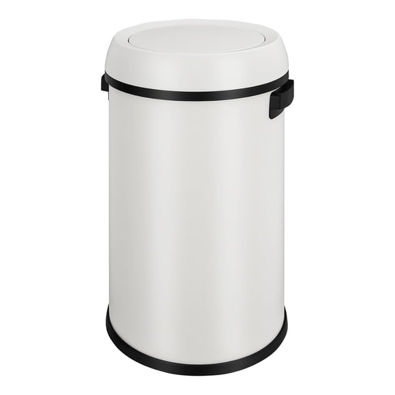17 gal/65 L Swing Top Trash Can, Stainless Steel Rubbish Bin, Commercial Grade Waste Container, Round Garbage Can for Outdoor, Home Office, Restaurant, White