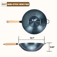 thumbnail image 3 of edx 13.5" Carbon Steel Wok Pan, Nonstick Stir-fry Pan, Pre-Seasoned Flat Bottom Chinese Wok, Compatible with Induction, BBQ & Camping Cookware, Blue, 3 of 8