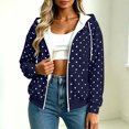 thumbnail image 4 of IUYRTFE Women's Polka Dot Zip Up Hoodie with Pockets Drawstring Long Sleeve Casual Jacket, 4 of 9