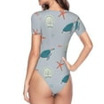 thumbnail image 4 of Naloa Turtles And Shells Women's Short-Sleeved Onesie, One-Piece Swimsuit for Parties, dates, clubs - Large, 4 of 9