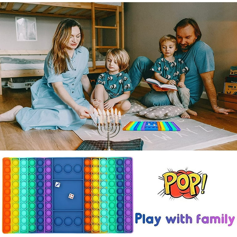  Large Pop It Game Board - Fidget Board Game - Big Popit Rainbow  Chess Board Push Bubble Fidget Toy - Large Bubble Popit Game - Fidget  Sensory Toys for Parent Child 