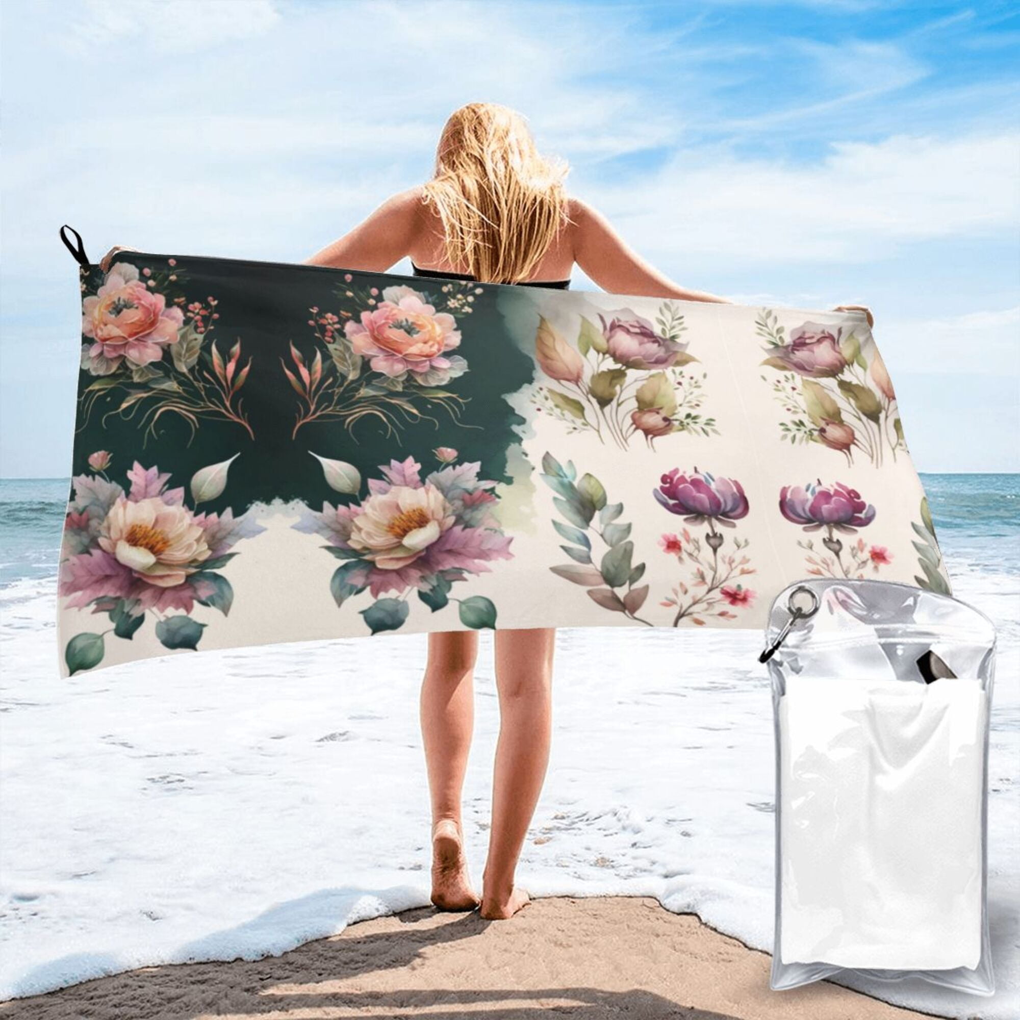 ZICANCN Microfiber Beach Towels, Purple Eucalyptus Quick Dry Bath ...