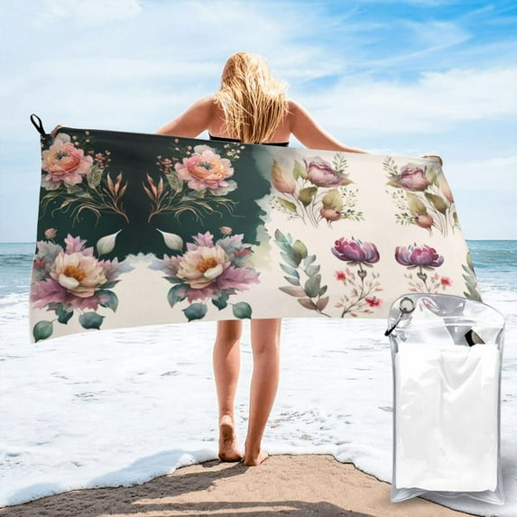 ZICANCN Microfiber Beach Towels, Purple Eucalyptus Quick Dry Bath Towels 27.5"x55" Inch Oversized for Adults Men Women