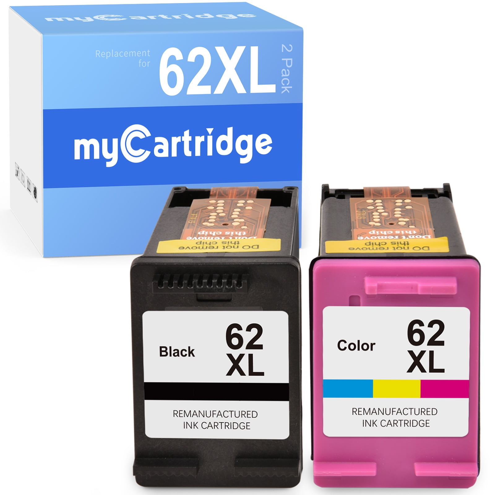 62XL Ink for 62 XL Printer Ink Cartrideg for HP Ink Envy 5540 5640 5660 7640 7645 Officejet 5740 8040 Printer ( 2-Pack，Tri-color Black） -