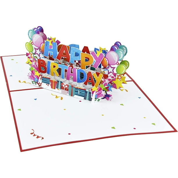 Happy Birthday Celebration Carte pop-up 3D pour femme, petite amie,  collègue, mari, papa, sœur, frère… 