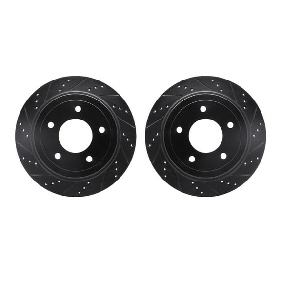 Dynamic Friction Company Rear Brake Rotors-Drilled and Slotted-Black 8002-54187