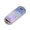 thumbnail image 1 of Funda para llave compatible con Mazda CX-3 CX-4, 2 botones, diseño de porcelana, moda, suave, TPU, morado, mando a distancia, sin llave, inteligente, funda protectora, 1 of 1