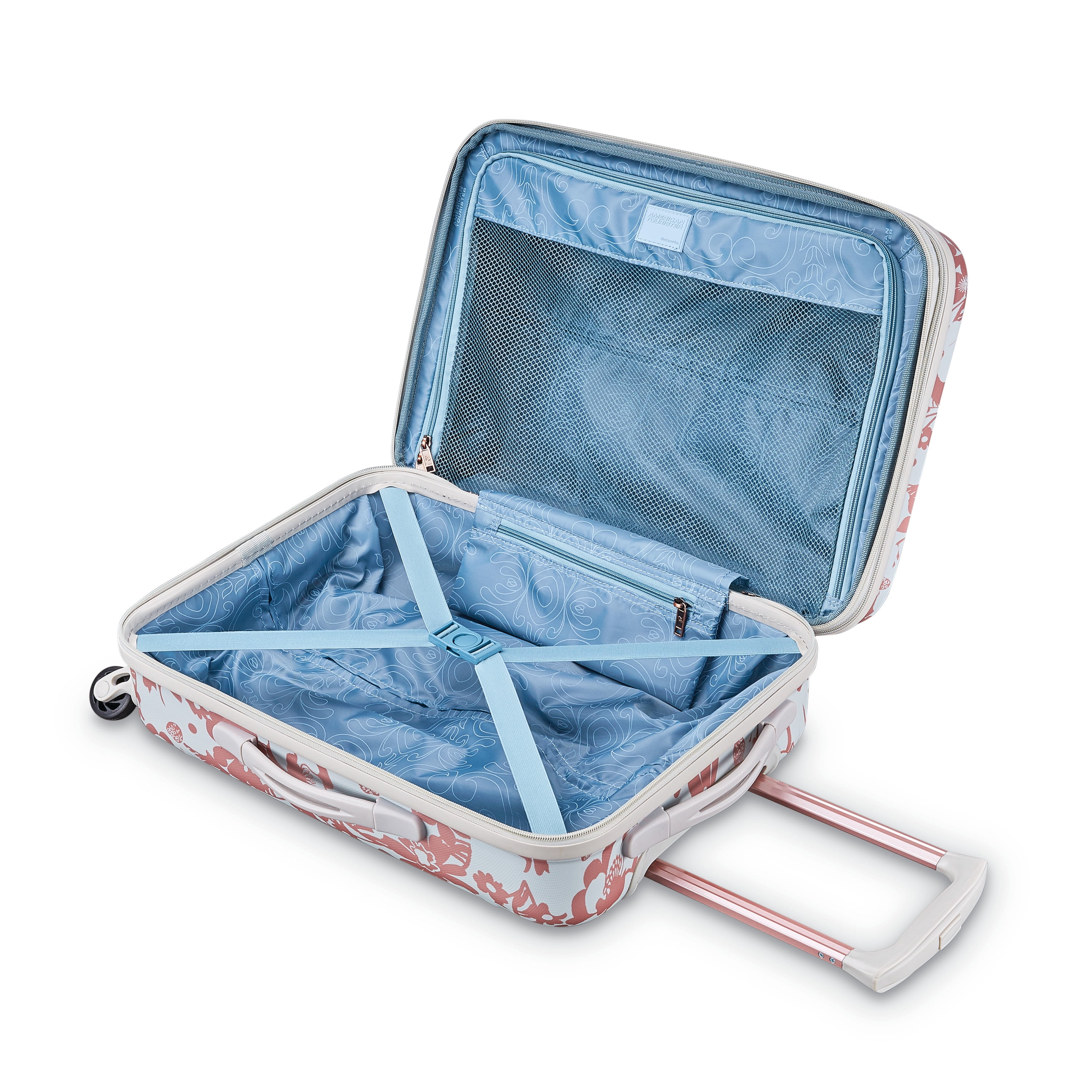 American Tourister Arabella Hardside Carry on Spinner Wheels Luggage Suitcase - Floral Rose Gold