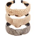 thumbnail image 1 of TOBATOBA Diadema de Paja para Mujer 3 Piezas Diadema con Nudo Superior Diademas de Playa de Verano Diadema de Rafia/Ratán Diadema Tejida Boho Sin Resbalón, 1 of 5