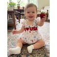 thumbnail image 4 of BemeyourBBs Newborn Baby Girl 4th of July Romper Dress Outfit Patriotic Independent Day Summer Smocked Dress Cute I Love USA Letters Embroidery Flying Sleeve Star Print Tulle Tutu Dress Playsuit, 4 of 9