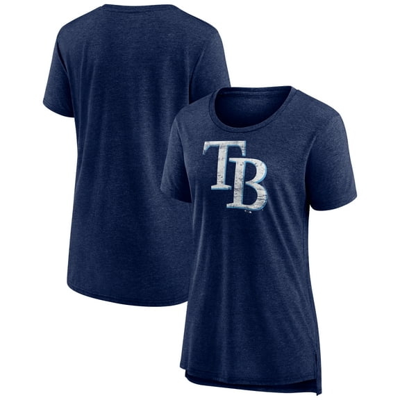 Women's Navy Tampa Bay Rays Weathered Official Logo Tri-Blend T-Shirt