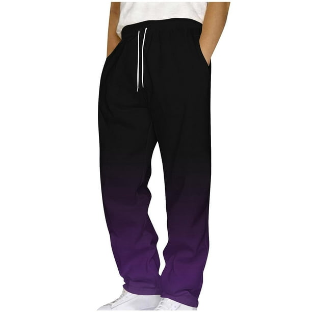 Pantalones largos para hombre, con bolsillos, informales, a la moda, con estampado degradado, cintura elástica, rectos, de poliéster.