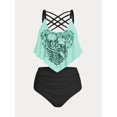 thumbnail image 1 of Tankini de Talla Grande con Volantes con Estampado de Esqueleto Rosegal Leggings de talla grande, 1 of 5