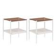 thumbnail image 4 of Tcbosik Side Tables Set of 2, End Table with Tempered Glass Top, 2-Tier Nightstand with Storage Shelf for Living Room, Bedroom, Easy Assembly, Brown & White, 4 of 8