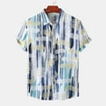 thumbnail image 2 of IROINNID Deals Hawaiian Shirt for Men Buttons Summer Beach Lightweight Print Turndown Short Sleeve Sea Side Blouse,Blue, 2 of 9