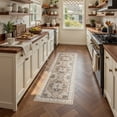 thumbnail image 4 of UERMEI 2'x6' Runner Rug for Hallway, Machine Washable Vintage Runner Rug Distressed, Non Slip Kitchen Floor Mat, Low Pile Rugs for Kitchen Halfway Bedroom Laundry Entryway, Brown Beige, 4 of 11