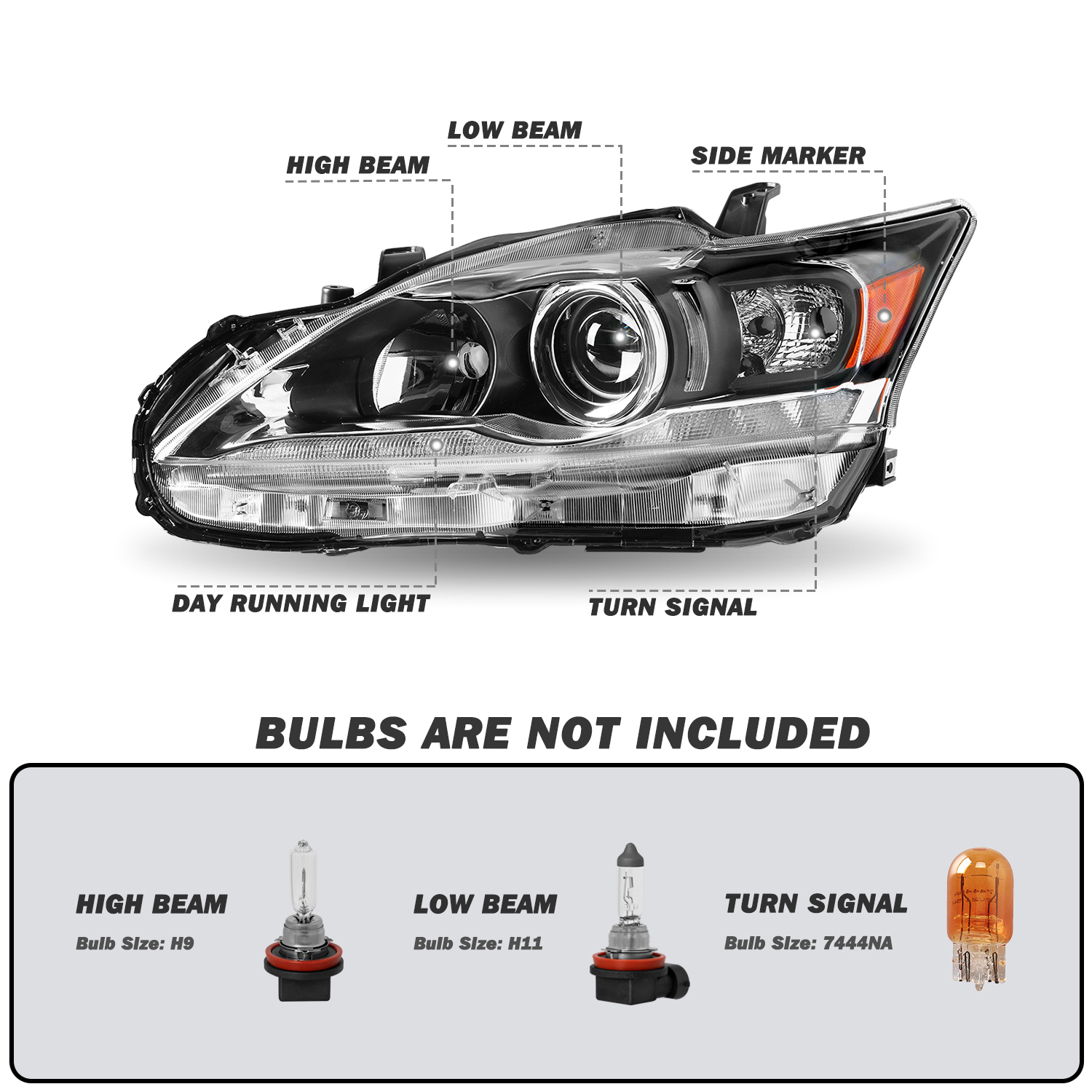 Halogen Headlights Assembly for 2011-2017 Lexus CT200h Left Driver Side 11-17