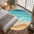thumbnail image 3 of Turquoise Ripple Area Rug, Turquoise Gradient Washable Large Circle Carpet, Non Slip Round Rug for Living Room/Bedroom/Dining Room/Home Office/Dorm, 3 of 9