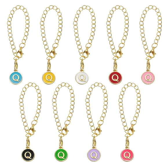 9 Piezas de Accesorios de Encanto de Letra Q para Vasos con Asa, Negro Blanco Amarillo Rojo Verde Azul Púrpura Rosa Rojo