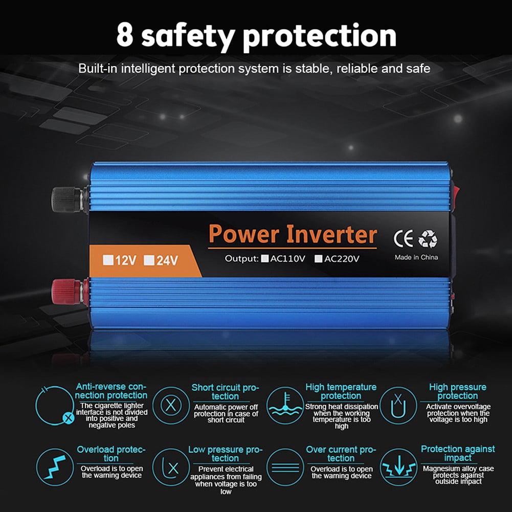 POMOI11 WMY-240129625 2000-Watt Continuous Pure Sine Wave Power Inverter, 2 AC Sockets for Car