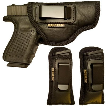 Combo ECO Leather Concealment Gun Holster + 2 Magazine Holster IWB with Metal Clip Fits Glock 19/23 / 32,Walters PK 380 / PPS/CCP, Ruger SR9 C,S&W M&P c,H&K c (Right) (Best 25 Round Magazine For Ruger 10 22)