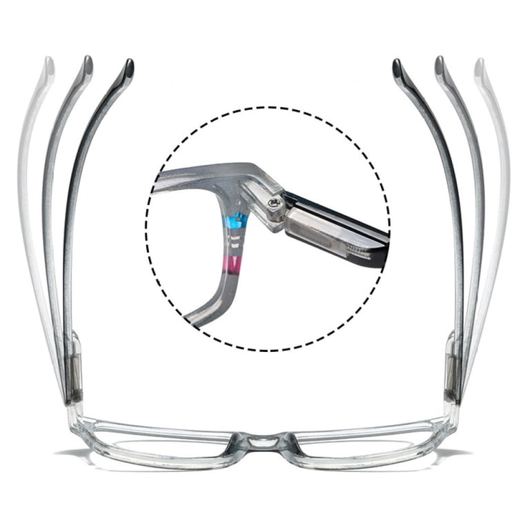 Oval Reading Glasses +3.50 Blue Light Blocking Spring Hinged Acetate Plastic Translucent Blue Spring Hinges Acetate Oval Blue Light  main image 3