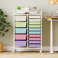 thumbnail image 3 of Costway 15-Drawer Rolling Storage Cart Mobile Cart wirh Colorful Drawers & Metal Frame Icecream Multicolor, 3 of 10