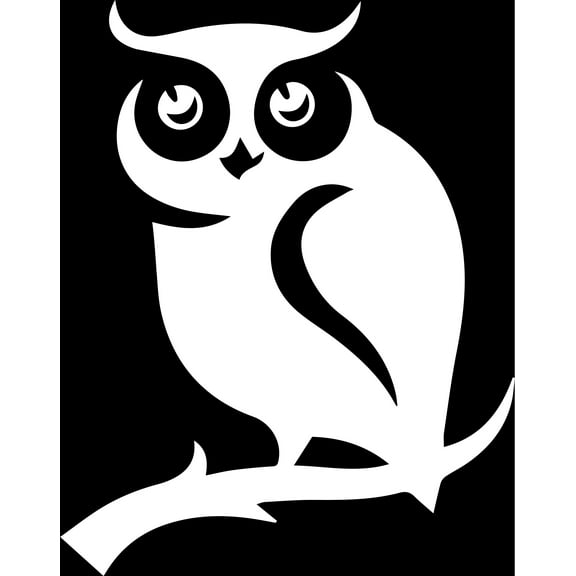 Owl On Tree Branch Vinyl Decal Sticker|Cars Trucks Vans Walls Laptops Cups|White|5.5 in|KCD897