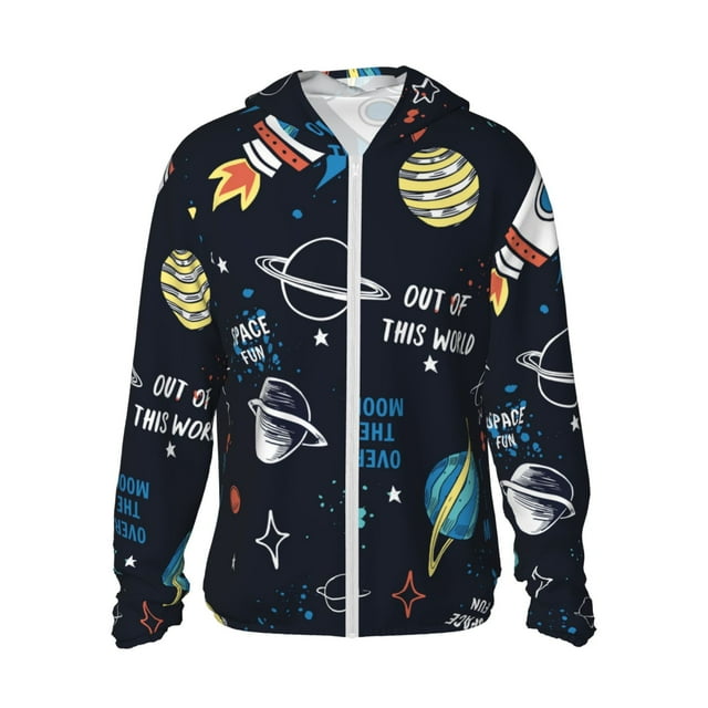 Vsdgher Sweat à Capuche Imprimé Espace pour Adultes, Protection Solaire à Manches Longues pour Hommes et Femmes, Pêche, Course, Natation-Moyen