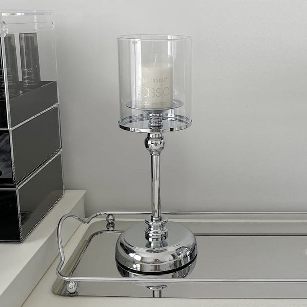 Candelabro de vidrio y metal de estilo europeo, adornos ligeros de lujo para mesa de comedor china y occidental, decoración romántica para cenas a la luz de las velas en el hogar